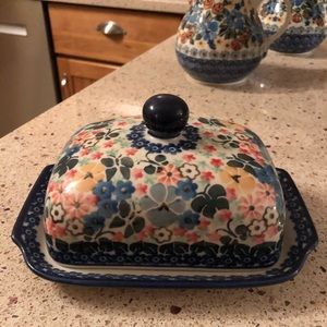 Polish stoneware butter dish